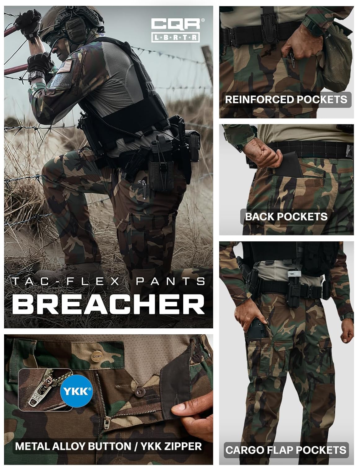 CQR Men's Flex Ripstop Tactical Pants, Water Resistant Stretch Cargo Pants, Lightweight EDC Hiking Work Pants - Image 7