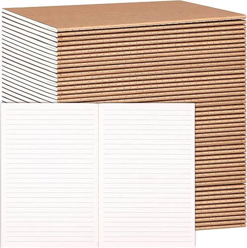 Miniatura 8 de LABUK Paquete de 100 cuadernos de papel kraft rayados, diarios A5 a granel, cuaderno de 8.3 x 5.5 pulgadas a granel para diario de viajero, 2-Papel
