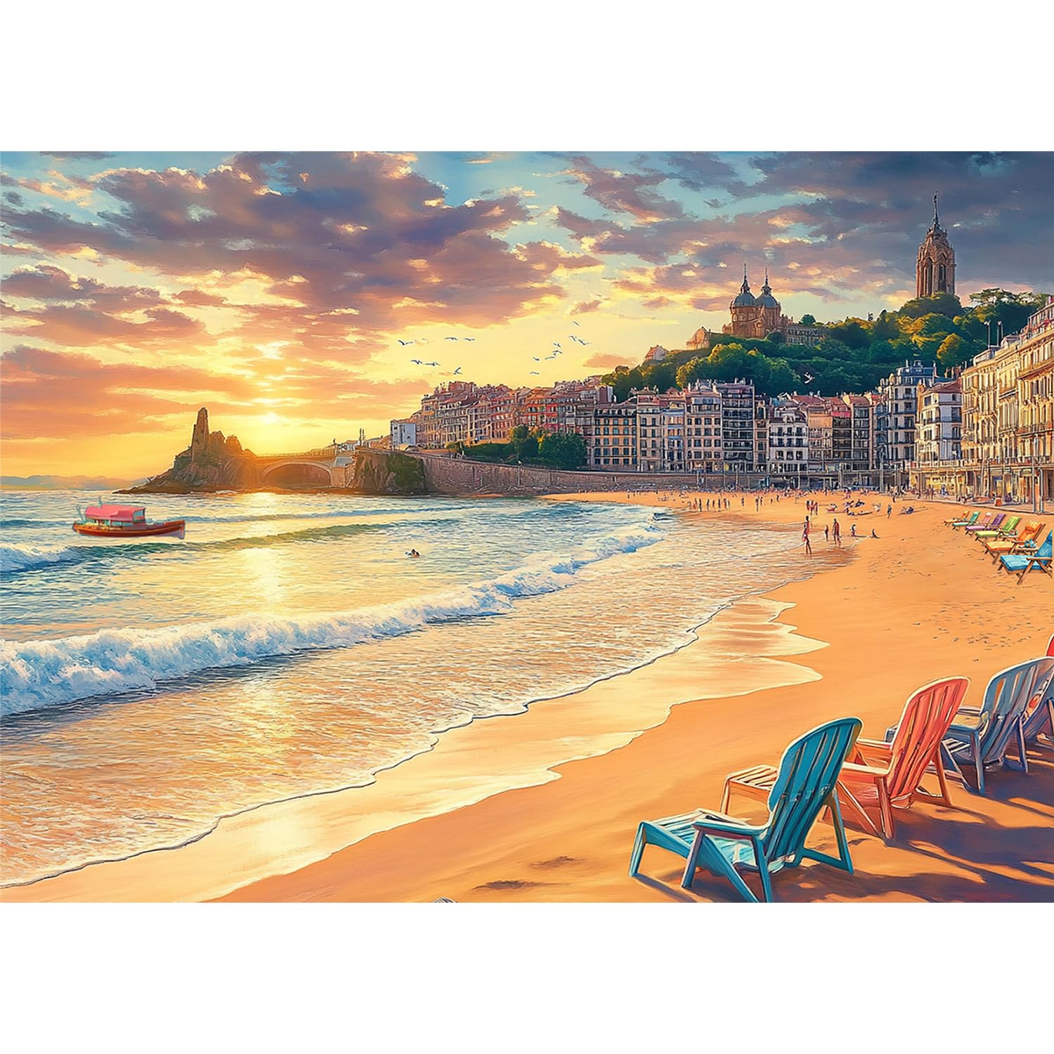 Yunlus Jigsaw Puzzles for Adults 1000 Pieces Impossible Hard Difficult Challenging Puzzles for Adults 1000pc Puzzle Serene Sunset Beach Jigsaw Puzzle 1000 Pieces 28 x 20 inch