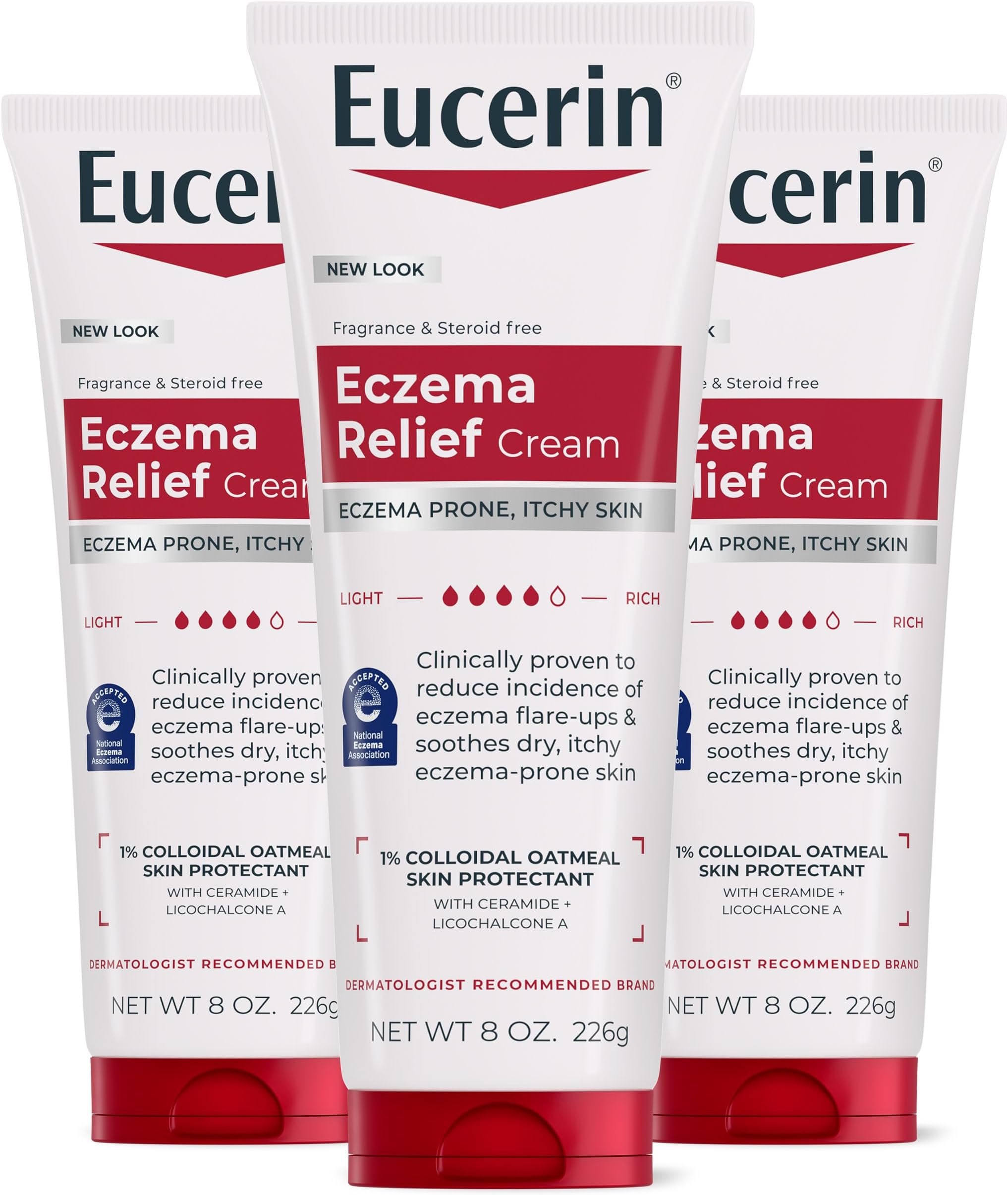 Eczema Relief Cream, Full Body Lotion for Eczema-Prone Skin, Moisturizing Eczema Cream, Body Moisturizer, Multi-Pack, 8 oz. Tube (Pack of 3)