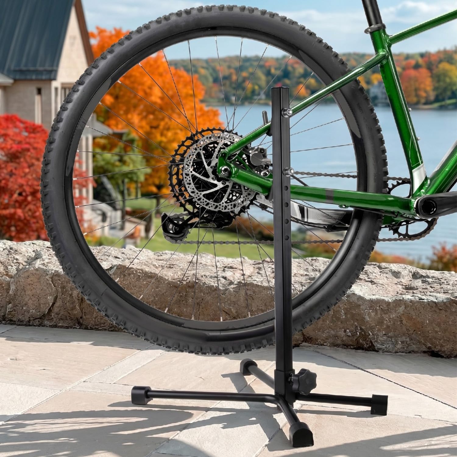 Maclean MC-434 Maniglia di servizio per bicicletta Supporto Servizio in acciaio 20 kg Compatibile biciclette MTB ruote da 27,5 Pollici nero Cavaletto Manutenzione