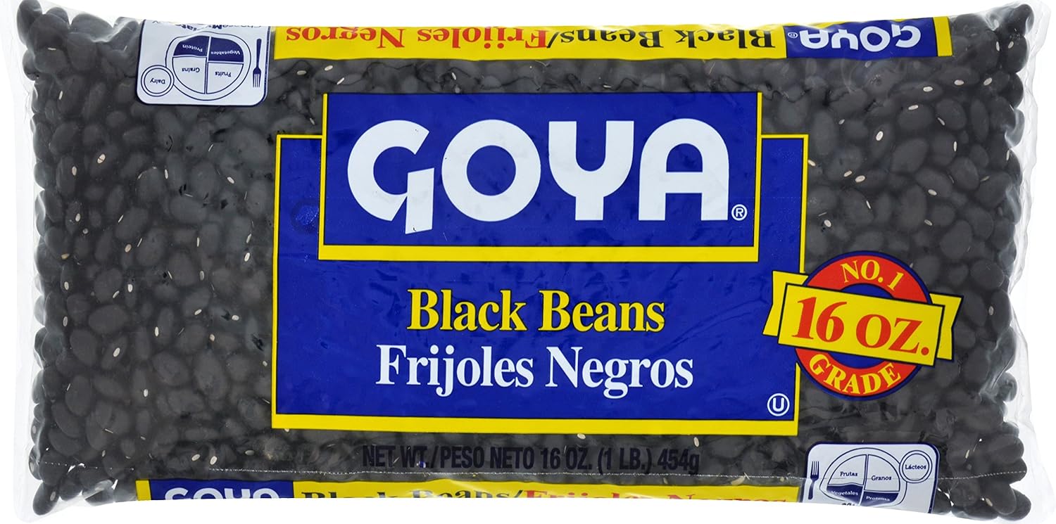 Goya Dried Black Beans 16 oz Bag - Premium Nutritious Gluten-Free Dry Beans for Soups Stews Plant-Based Meals