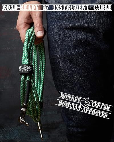 Miniatura 7 de Mophead Cable para instrumento de guitarra de 15 pies, TS de 14 de pulgada a 14 de pulgada, ángulo recto, grado profesional, doble aislamiento,