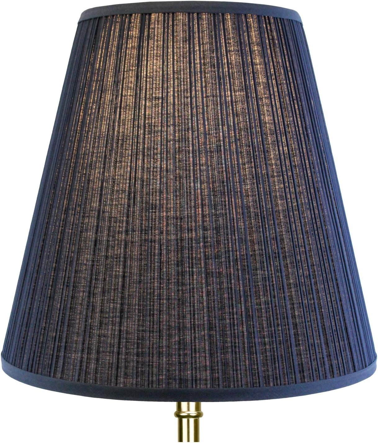 FenchelShades.com Set of 2 Lampshades 9" Top Diameter x 16" Bottom Diameter x 15" Slant Height with Washer (Spider) Attachment for Lamps with a Harp (Pleated Muchroom Navy Blue)