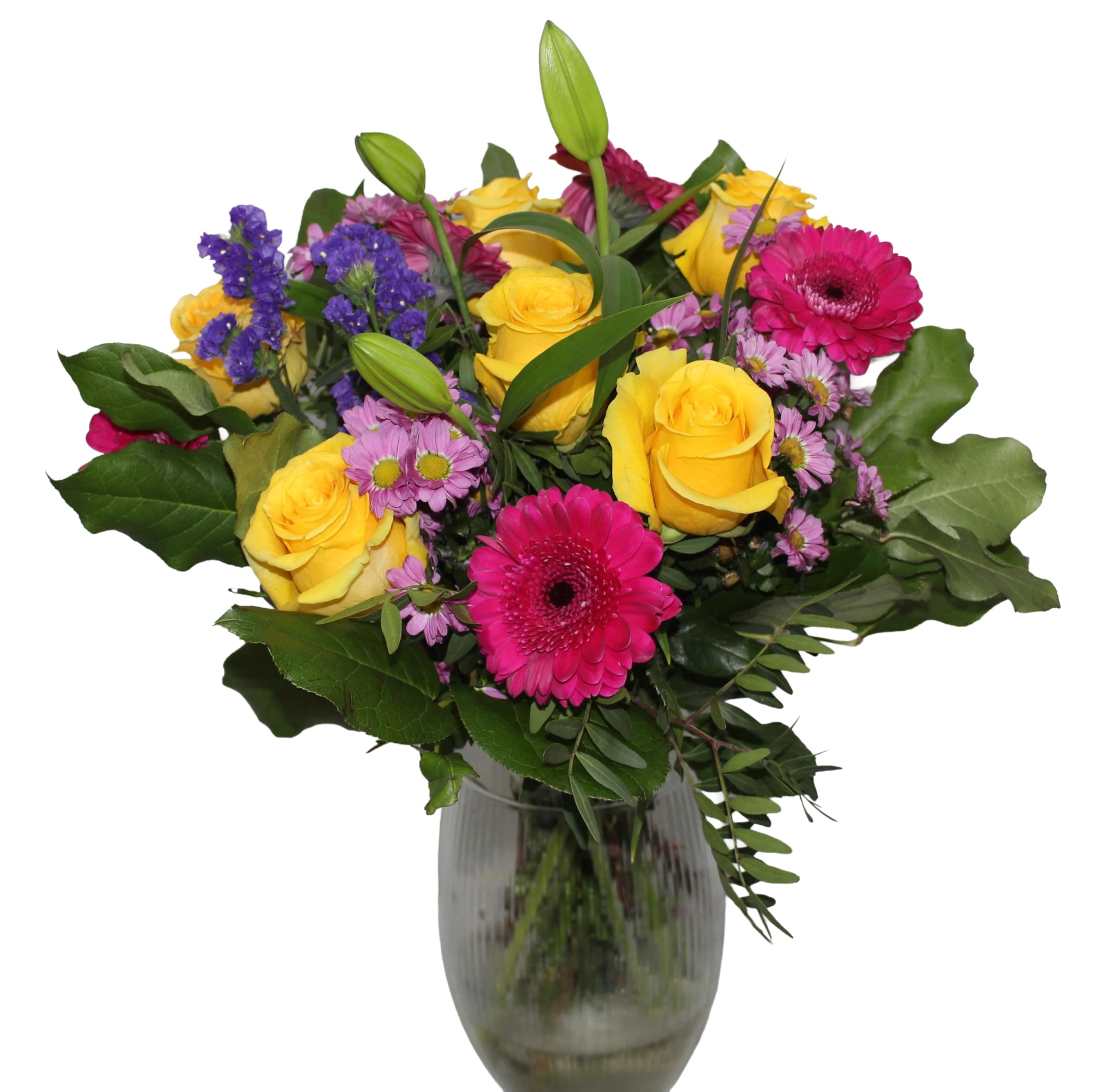 Golden Joy Bouquet, Fresh Flowers Rose, Lily, Gerbera, Unique Birthday Gift, Valentine's Day gift, Mother's Day—Occasion for anniversary, Thank you—celebrations, (Standard)
