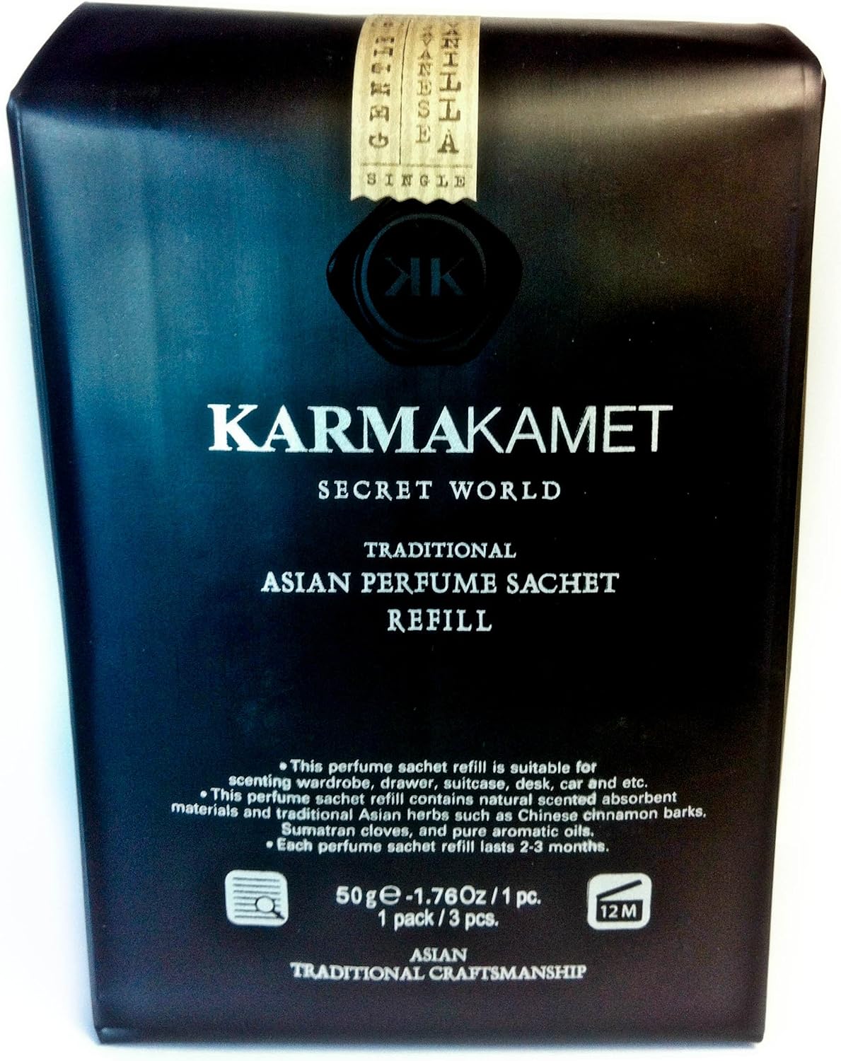 KarmaKamet Secret World, Asian Perfume Sachet Refill (3 Packs) Vanilla Scent