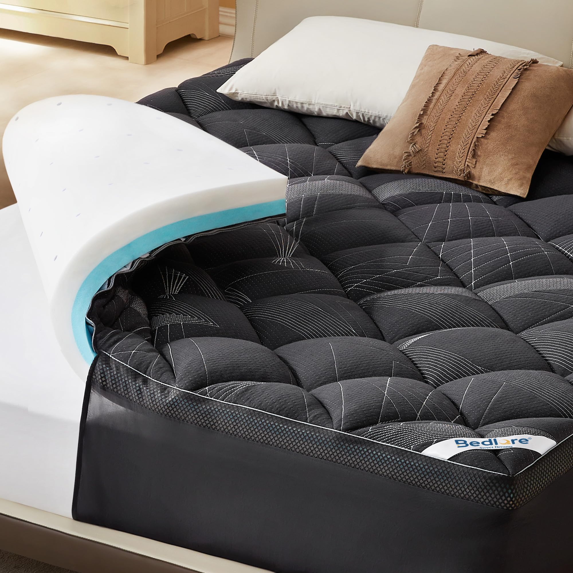Bedlore King Size Mattress Topper 4 Inch Memory Foam