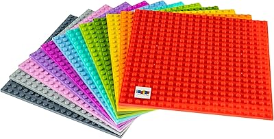Strictly Briks Classic Stackable Baseplates, for Building Bricks, Bases for Tables, Mats, and More, 100% Compatible with All Major Brands, 12 Rainbow Colors, 12 Pack, 6x6 Inches