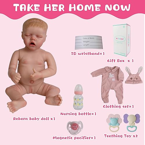 Miniatura 6 de Milidool Muñecas de bebé recién nacidas realistas de 20 pulgadas que se ven reales de silicona recién nacidas, muñecas de bebé de cuerpo completo de