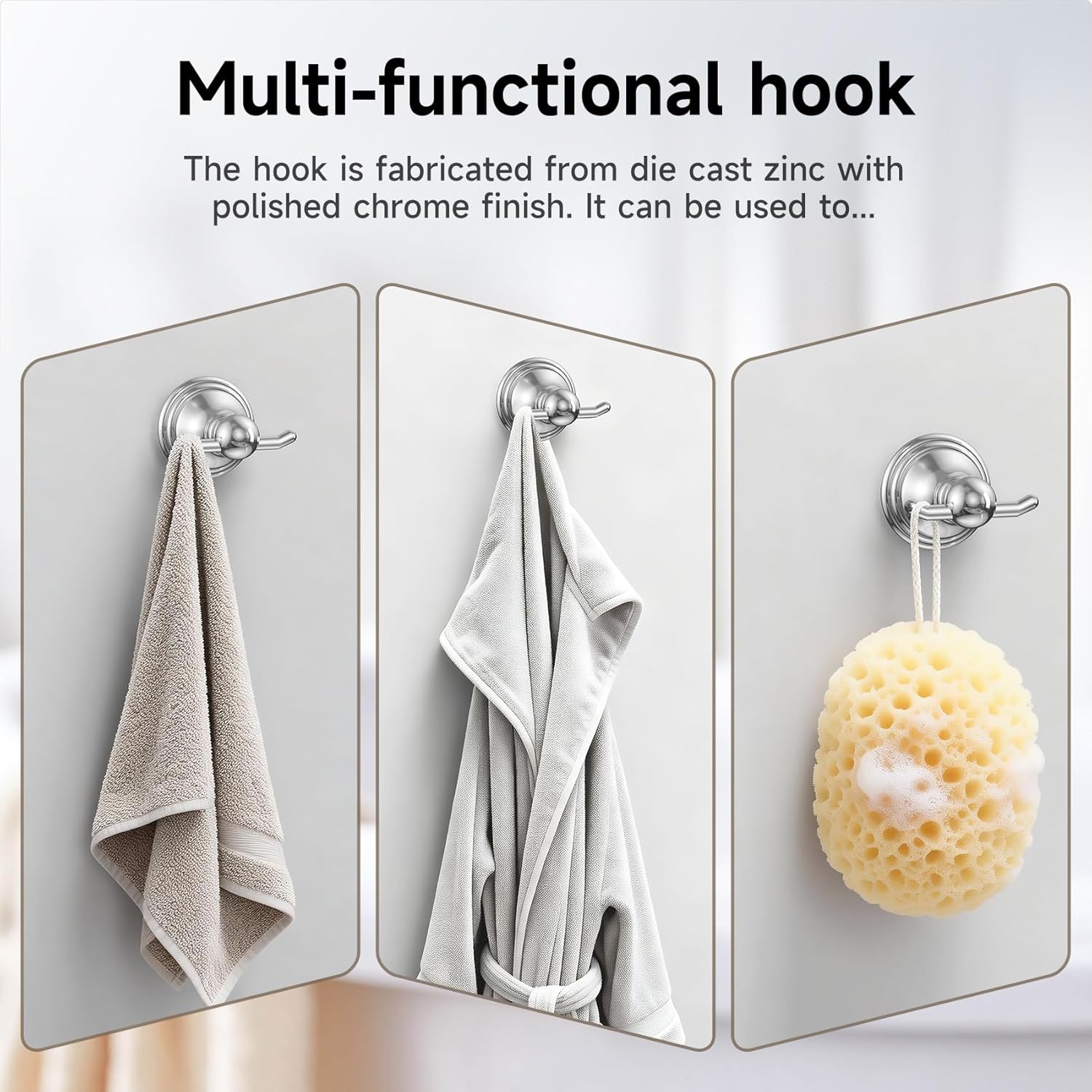 Formosa Design Hardware Classic 4-Piece Bathroom Accessories Set, 24-inch Towel Bar, Toilet Paper Holder, Towel Ring, and Robe Hook, Durable Zinc Alloy & Stainless Steel, (Polished Chrome Finish)
