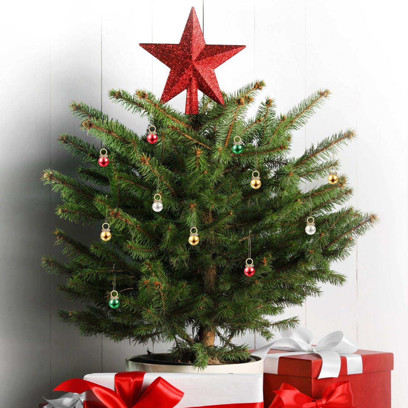 Operitacx 200 Unidades Bolas de Navidad Pequeñas para Árbol Diseño Festivo y Textura Refinada, Ligeras y Fáciles de Colgar para Decoración Interior y Exterior en Fiestas