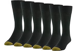 Gold Toe Men's Black Cambridge Crew 6-Pack Socks