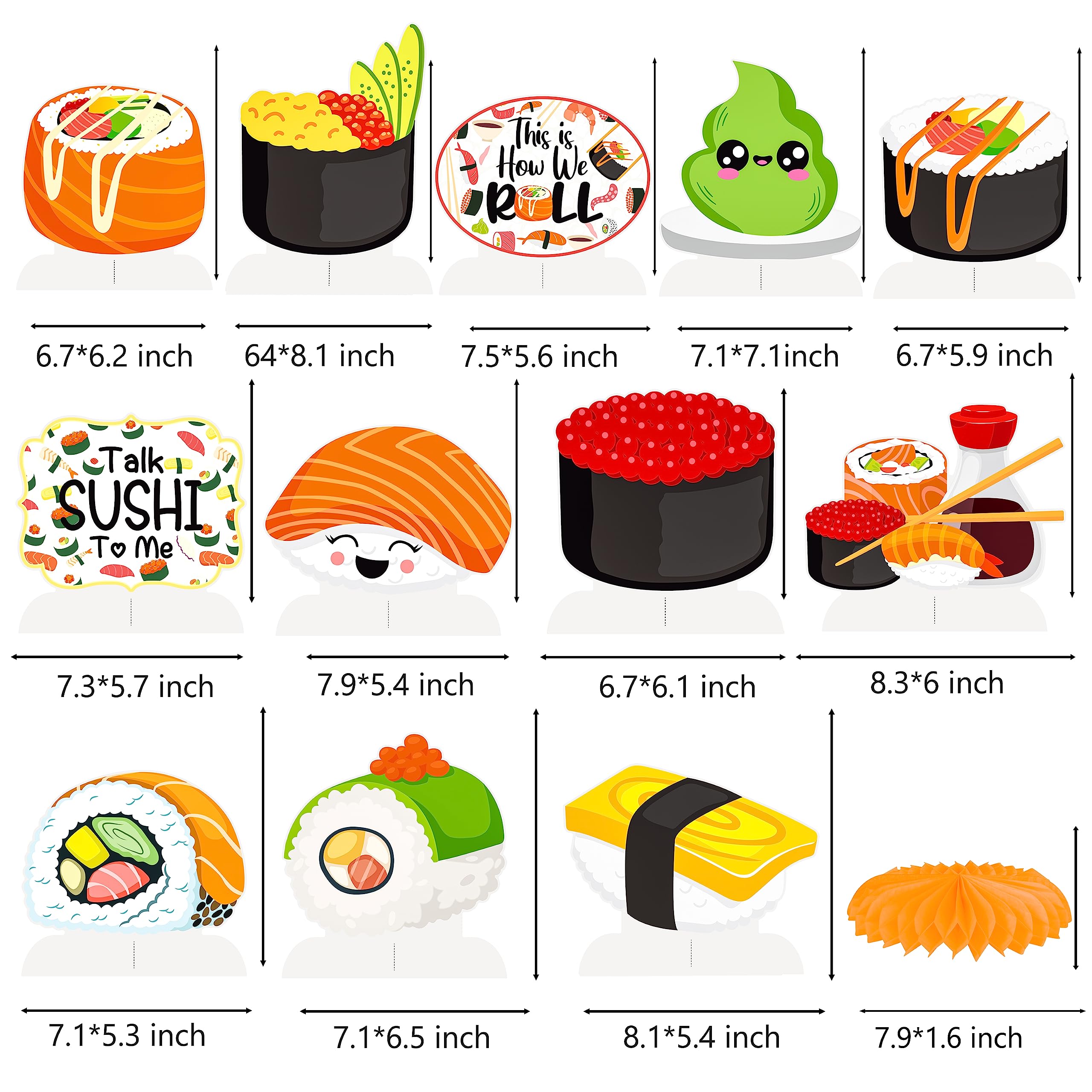 Sushi Honeycomb Centerpieces Japanese Sushi Party Decorations Sushi Birthday Party Table Centerpieces for Let's Roll Sushi Baby Shower Supplies