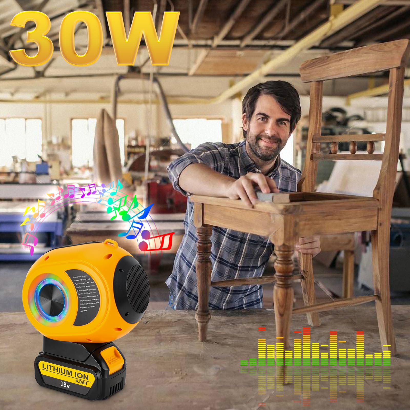 Bluetooth Speakers for Dewalt 20V Max Battery,Portable Speaker