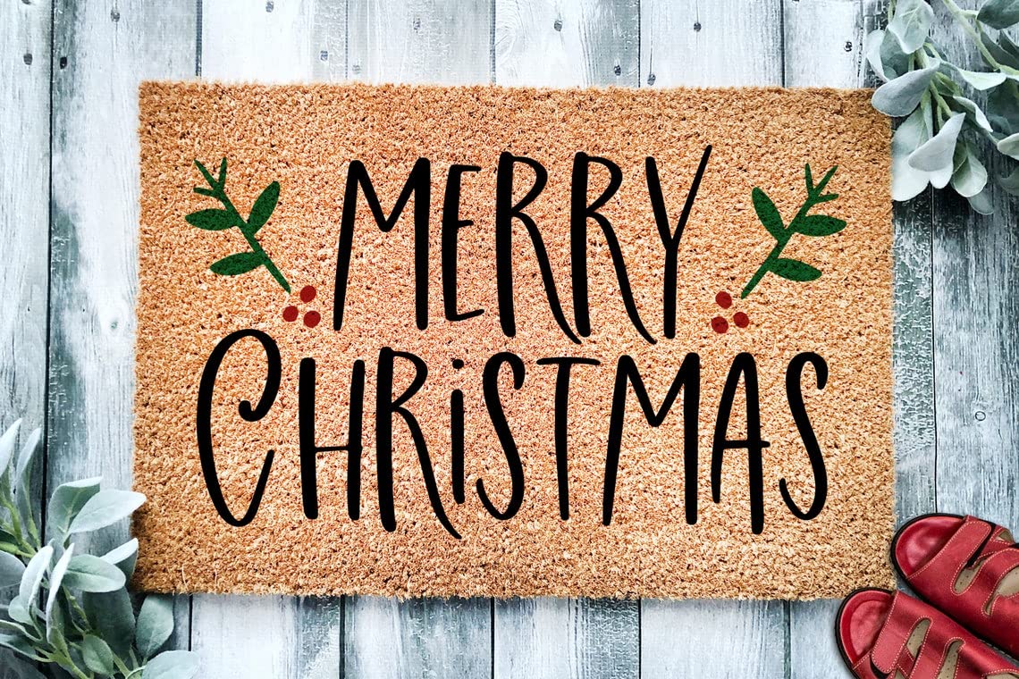 Merry Christmas Door Mat - Premium Quality 100% Coconut Coir - Holiday Decor Christmas Entryway Welcome Mat Gift stk 1574