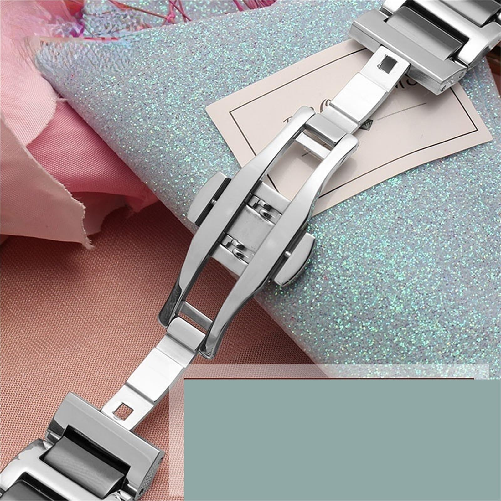 Bracelet de Montre en céramique Compatible avec Les Montres connectées et à Quartz (Or Rose Blanc 14 mm)