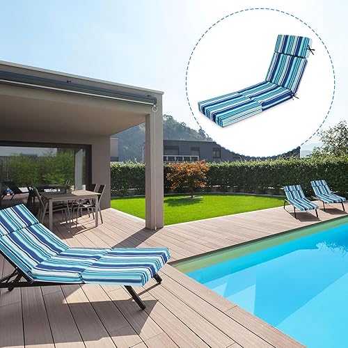 Miniatura 5 de Geelin Cojín para silla de exterior, 21 x 72 pulgadas, para asiento profundo, de playa, respaldo alto, para patio, exterior, texturizado,