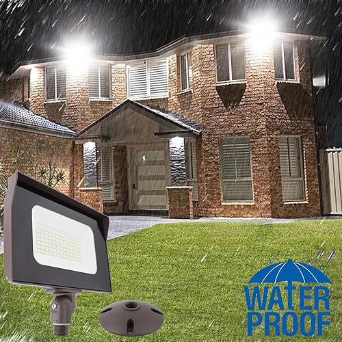 Miniatura 7 de Paquete de 2 luces LED de 60 W para exteriores con montaje en nudillos de 12 pulgada (placa incluida), 5000 K, 7800 lúmenes, 120 V, ETL impermeable,