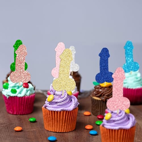 Miniatura 7 de 24 adornos para cupcakes de despedida de soltera con purpurina múltiple para decoración de pasteles, para boda, compromiso, despedida de soltera,