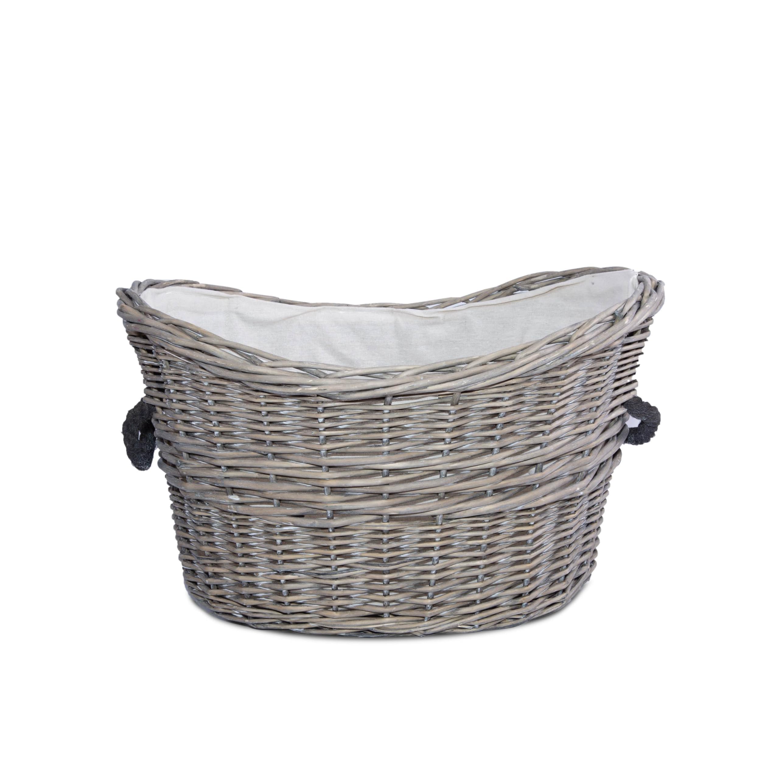 Vintage Rope Handle Heavy Duty Log Basket Home Storage Basket Toys Box (Round)