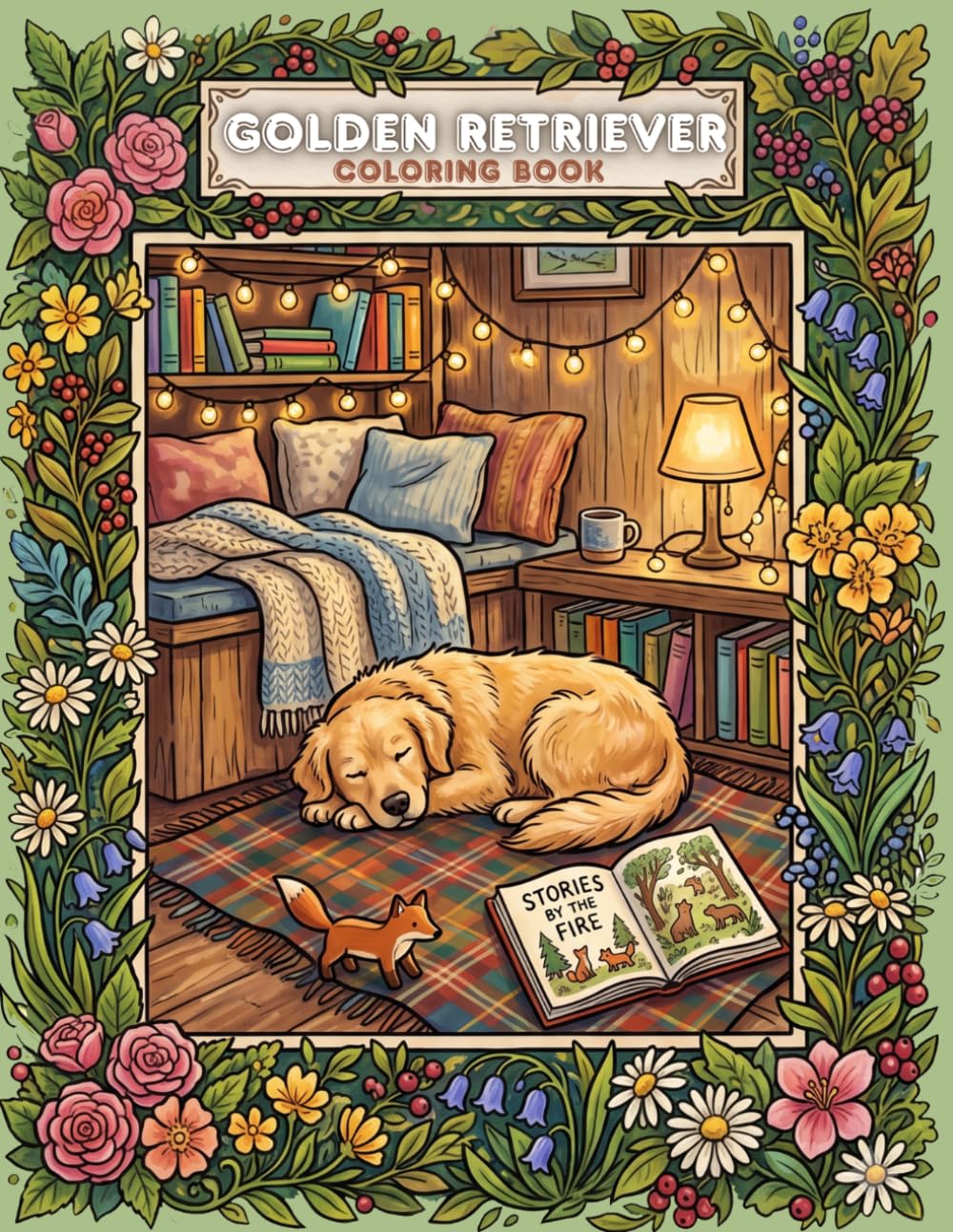 Golden Retriever Coloring Book for Kids: 50 Adorable Dog & Puppy Illustrations - Stress Relief Coloring Pages, Perfect Gift for Golden Retriever Lovers