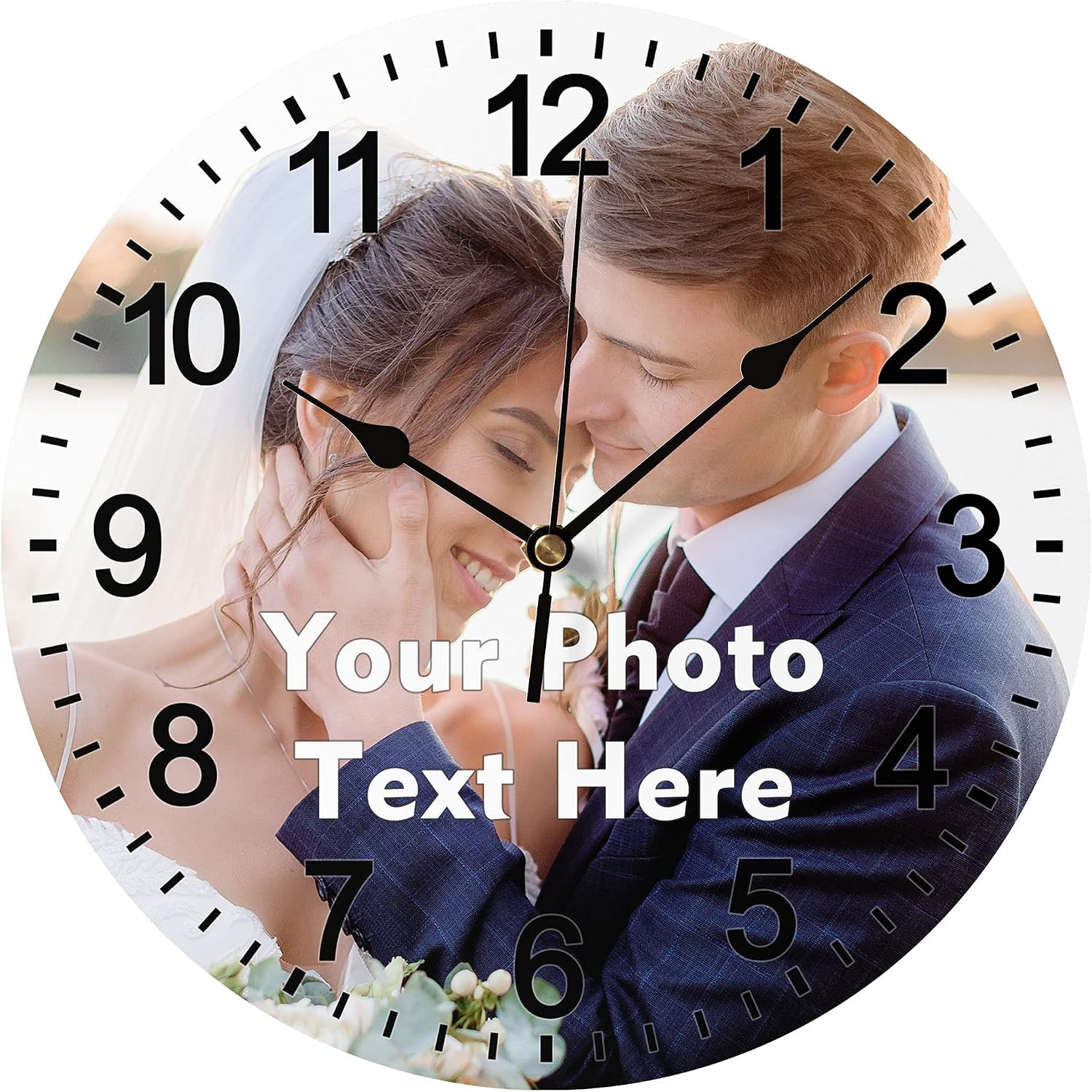 Buy Custom Wall Clock With Pictures Personalized Photo Wall Clocks With Image Logo Text For Living Room Decor Diy Create Your Own Wall Clock Battery Operated Silent Non Ticking 10 Inch Online
