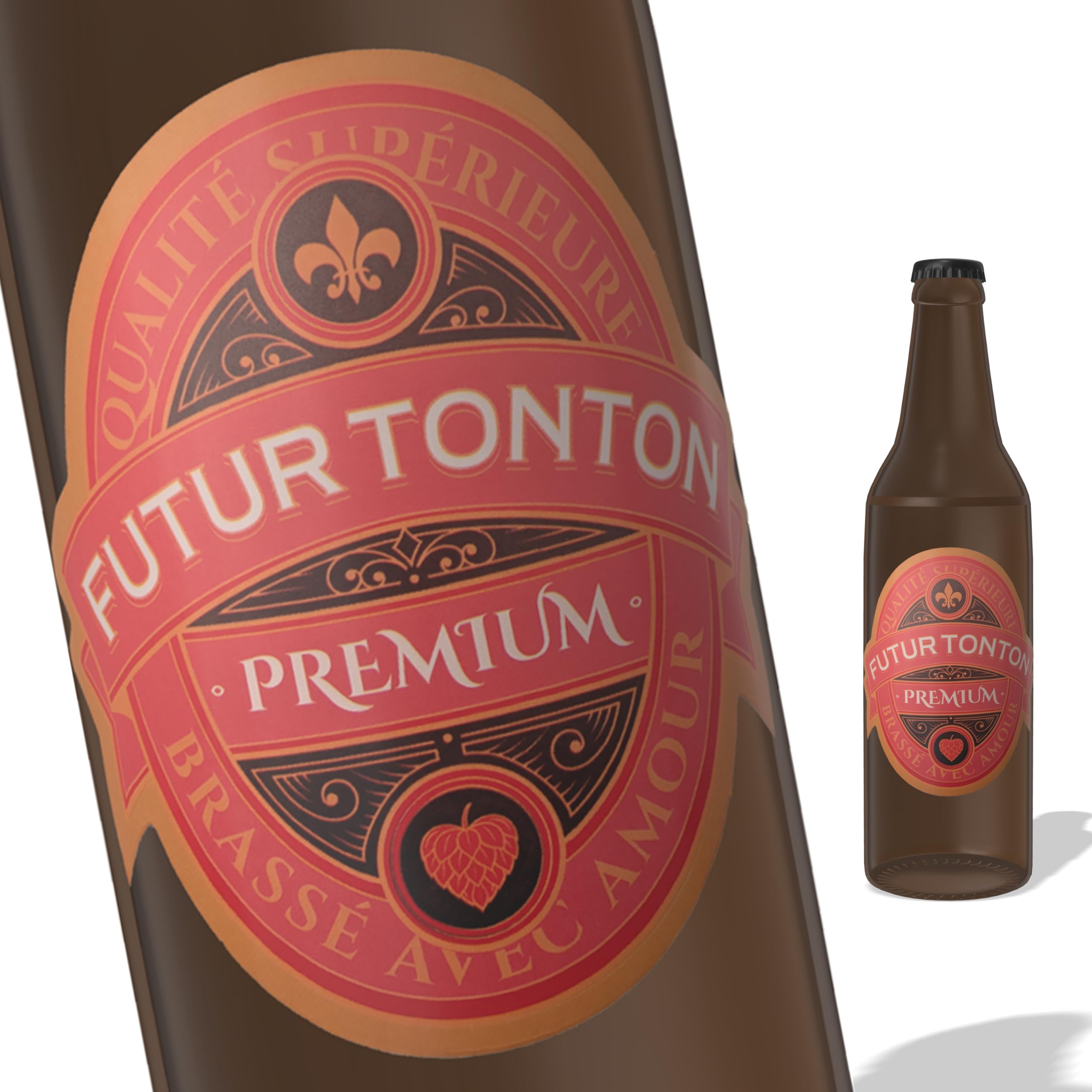 FunFest - Lot x3 Étiquettes Bière Annonce Grossesse - Futur Tonton - (Texte Français)