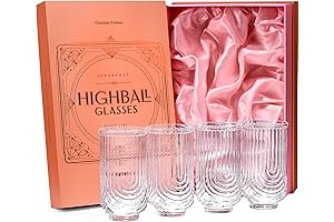 Vintage Art Deco Highball Gatsby Cocktail Cocktail Glasses | Set of 4