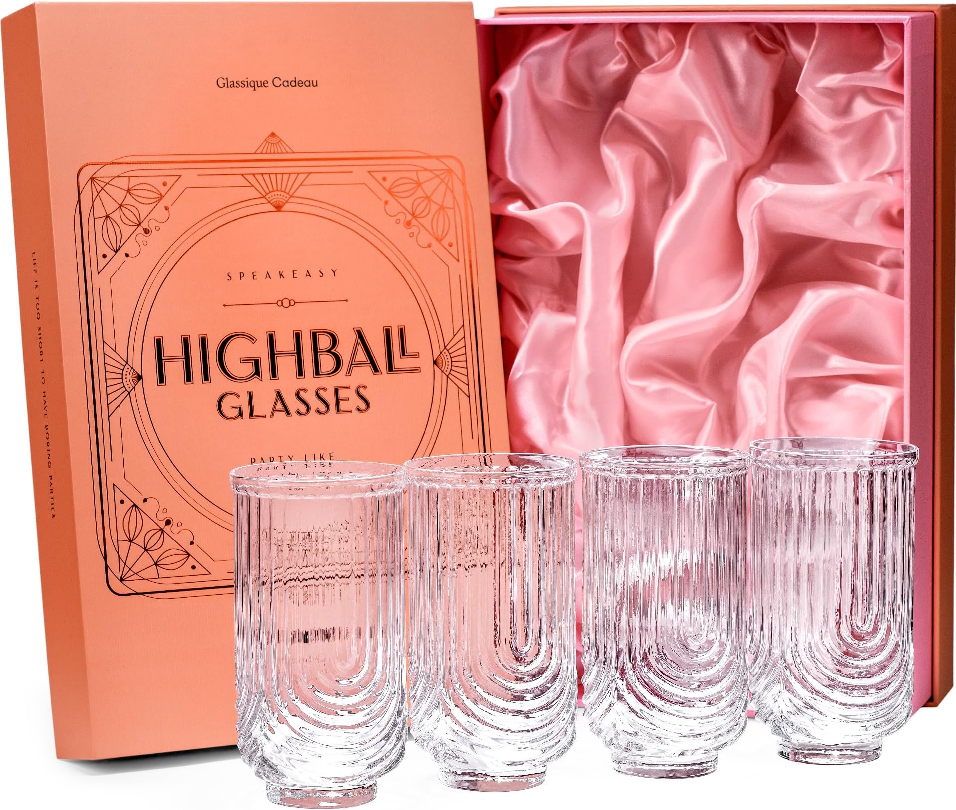 Art Deco Highball Gatsby Glasses