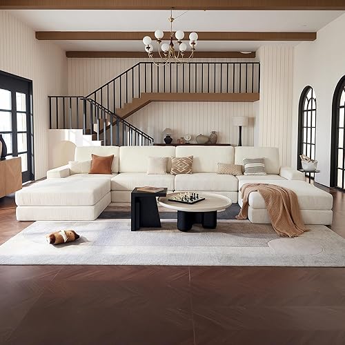 Miniatura 19 de Sofá seccional Cloud, sofá cama sin huesos extragrande con asiento profundo, sofá modular de terciopelo cómodo Cloud con otomano, sofás seccionales