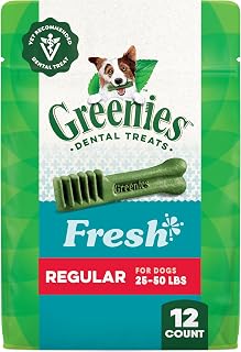 Greenies Veterinarian-Recommended Natural Dental Dog Treats Regular Size, Fresh Flavor, 12 oz. Pack, 12 Count