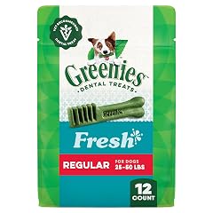 Greenies Veterinarian-Recommended Natural Dental Dog Treats Dental Chews for Dogs Regular Size Fresh Flavor 12 oz Pack 12