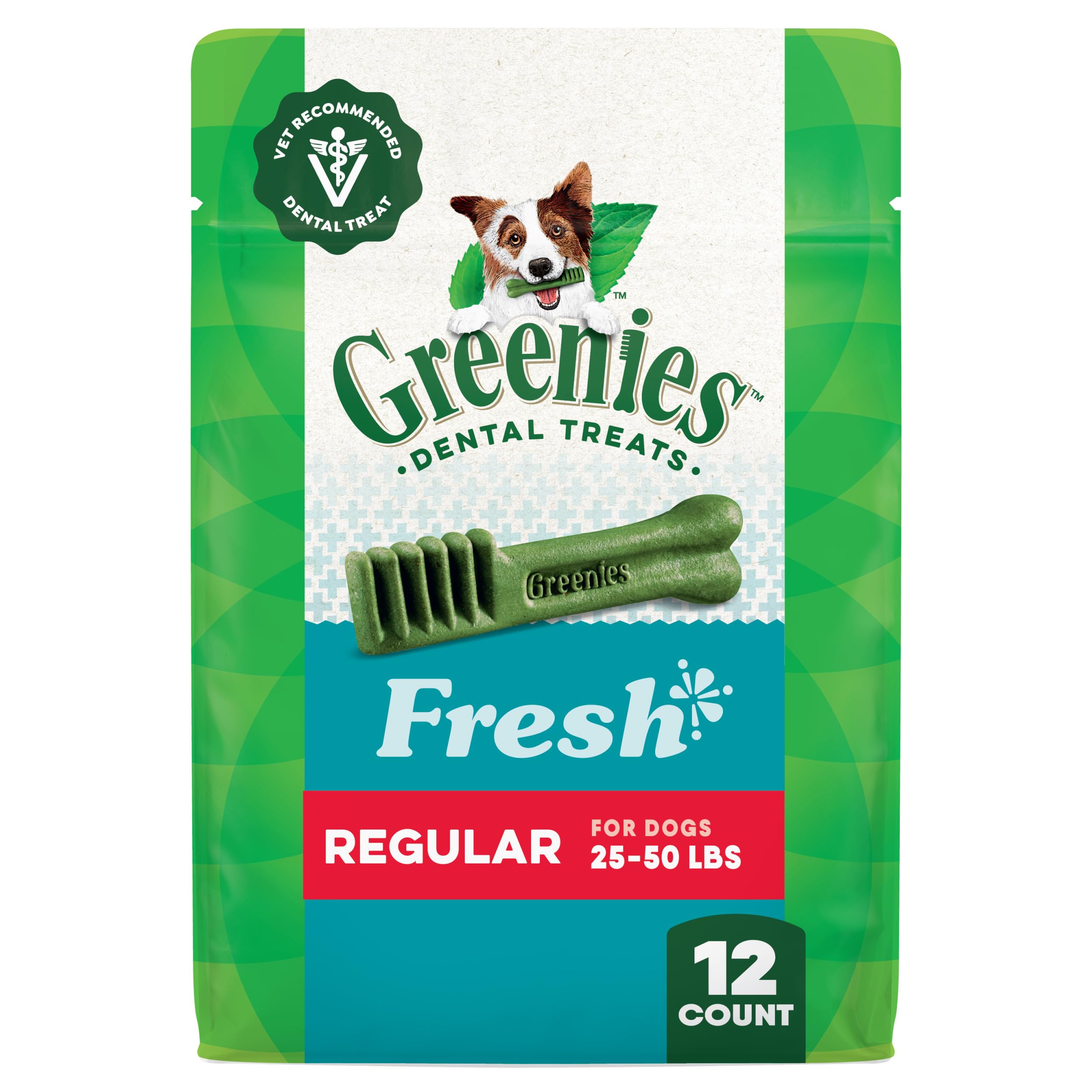 GREENIES Freshmint Dental Chews Regular Treats for Dogs - 12 oz.