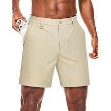 PULI Mens Golf Shorts 7 Inch Inseam Stretchy Water-Resistant with 5 Pockets for Travel Hiking Casual