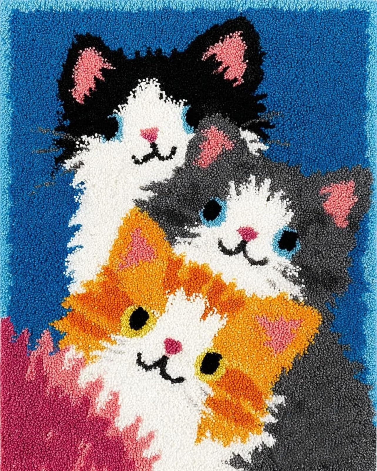 Wallphantom Latch Hook Rug Kits for Adults Beginners,Three Adorable Cats