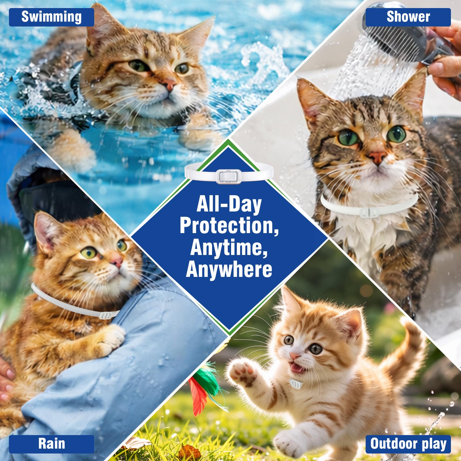 Inpumo Collar Antiparasitario para Gatos, Collar Antipulgas y Garrapatas Ajustable, Gregado con Aceites Naturales, Impermeable, Apto para Todos Los Gatos,12 Meses de Protección (1 Pack) - 5