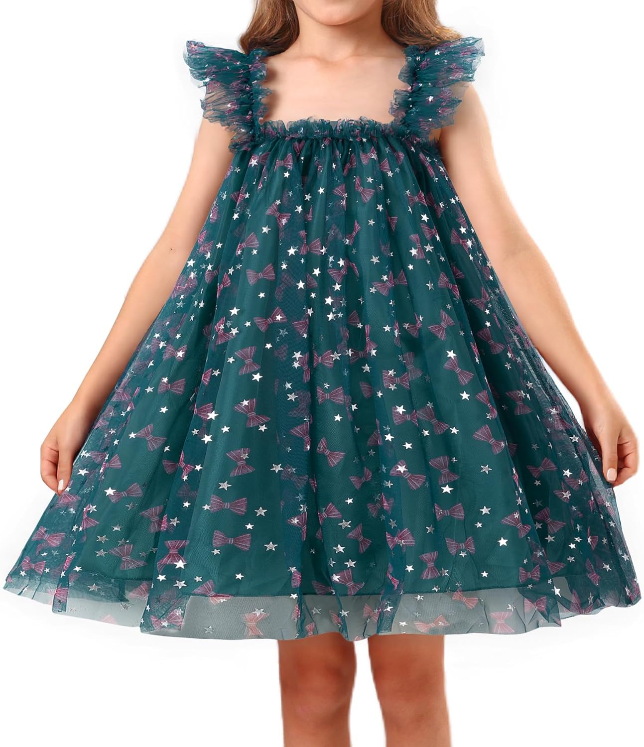 Toddler Girl Christmas Tutu Dress Gilding Printed Sleeveless Layered Tulle Outfit 2-5T