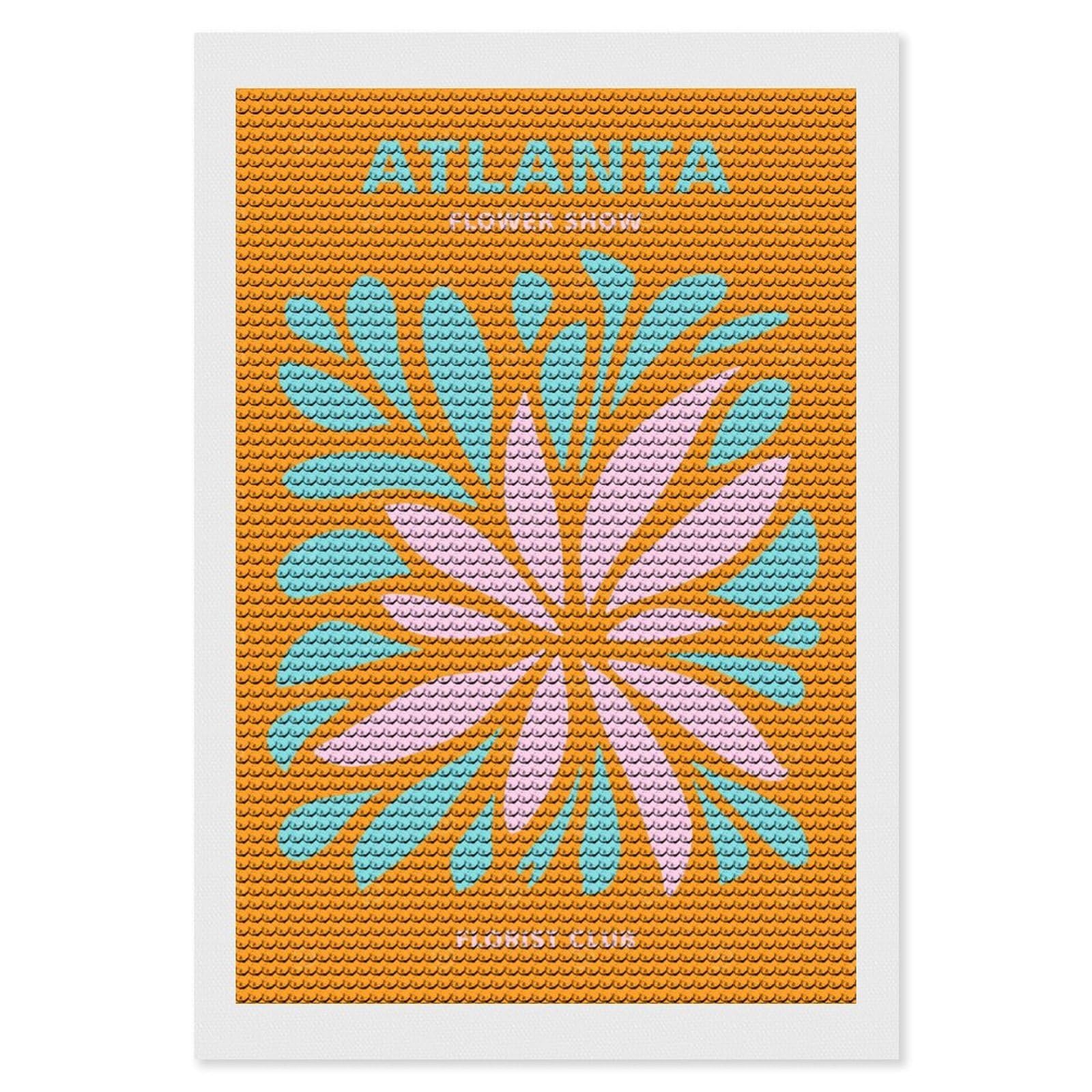 Junmoney Atlanta Florist Club Diamond Painting Canvas Set 8"x12", Satisfying Creative Project, Easy to Follow Symbols, Fun Craft Experience