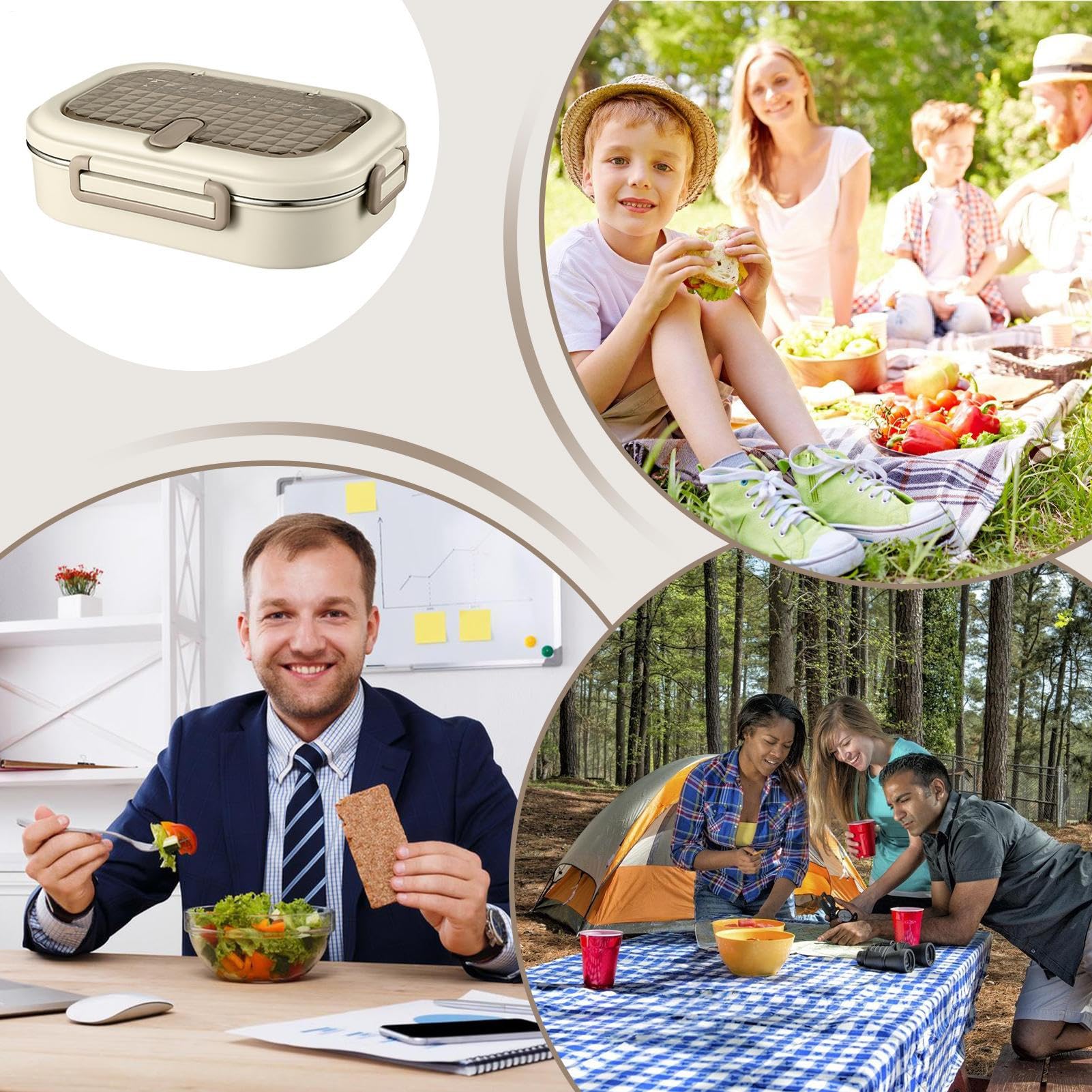 Contenitori Termici Per Pranzo | Contenitore per Alimenti Caldi | Ciotola Termica Antiodore Antigoccia Adatta Microonde In Acciaio Inox Divisoria Con Cucchiaio E Bacchette Per Spiaggia Escursionismo O