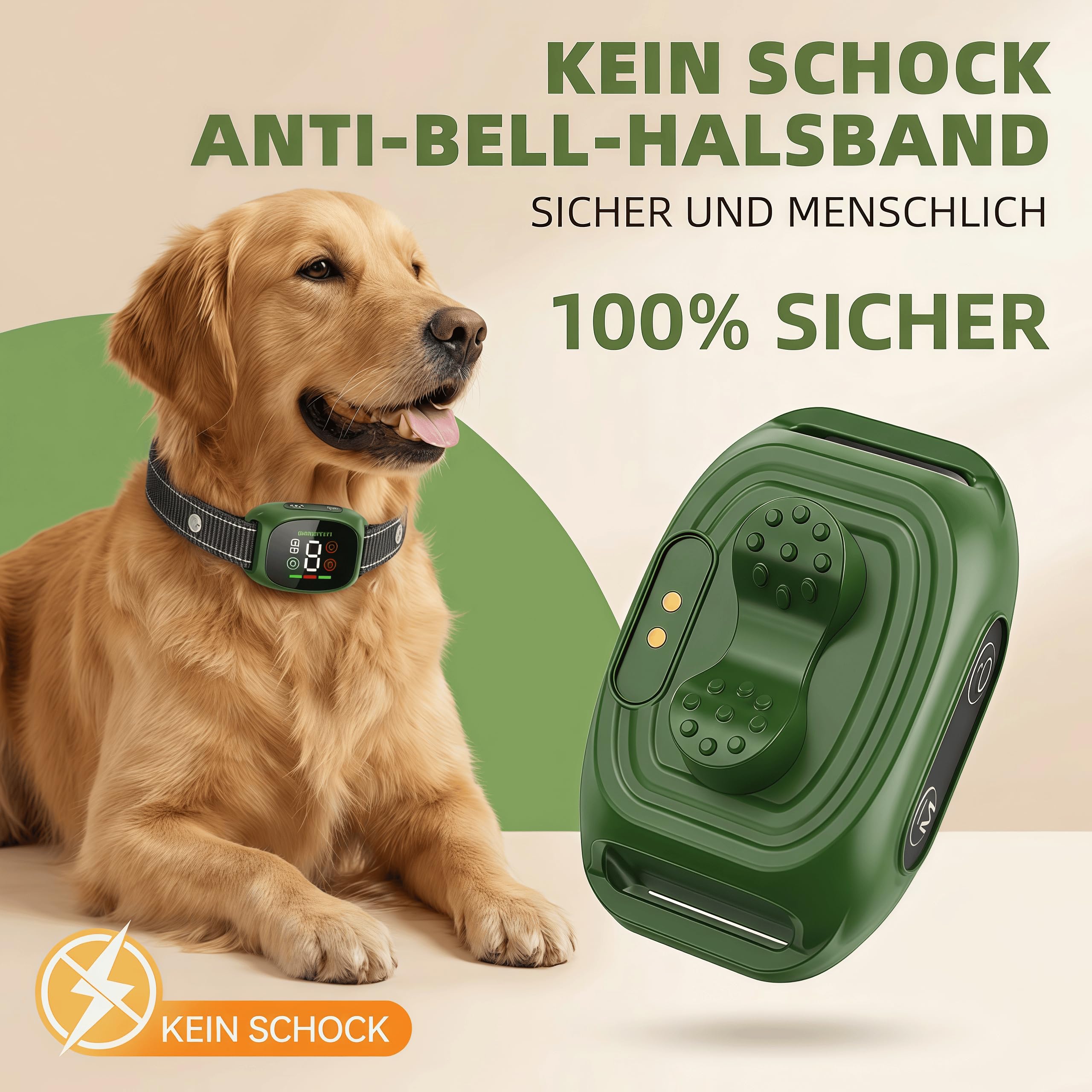 Antibellhalsband für Hunde, haustierfreundliches Trainingshalsband zur Reduzierung von übermäßigem Bellen, ideal für täglichen Gebrauch und Reisen, orange(Schwarz)