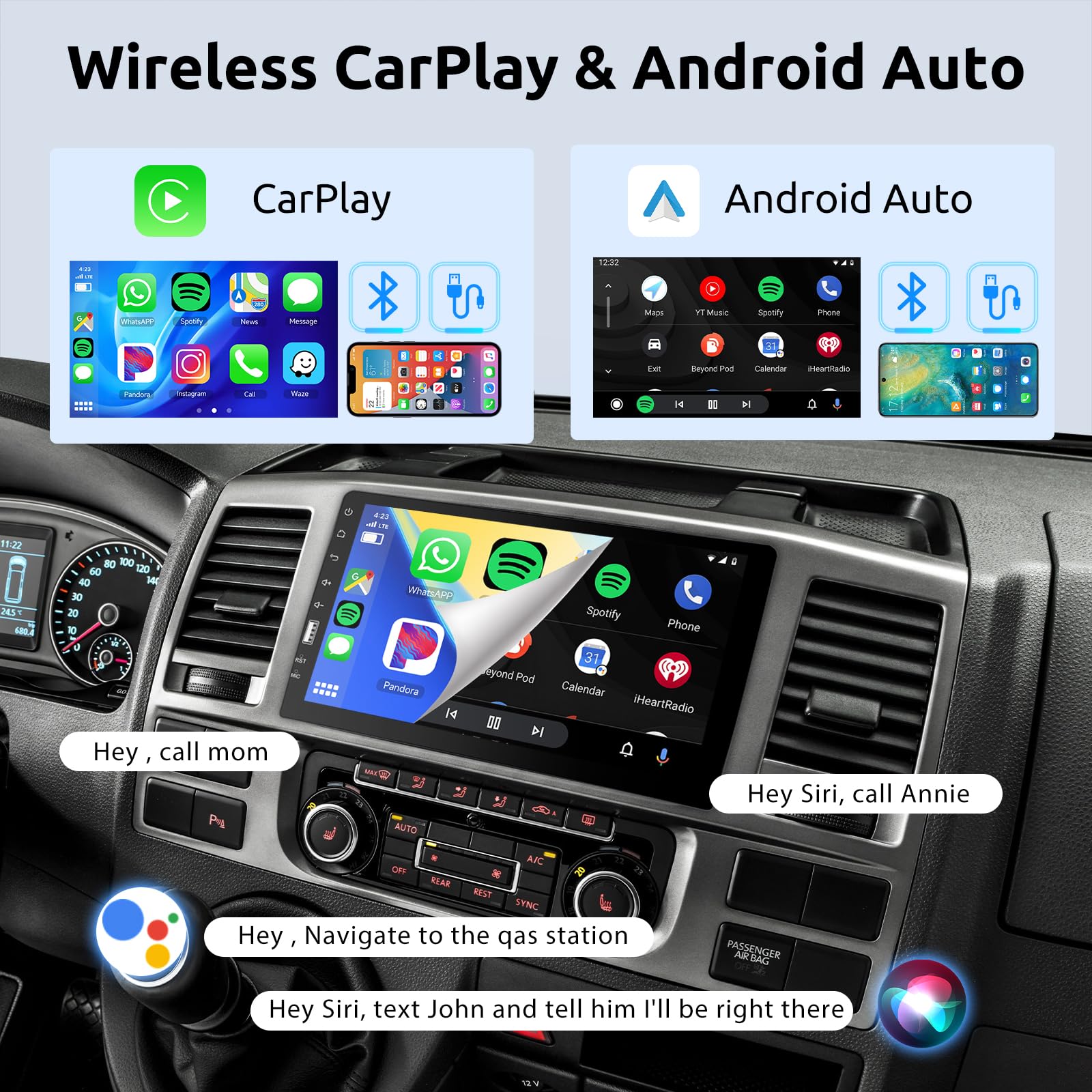 Din Car Radio 9 Pollici Carplay Bluetooth - Dettaglio