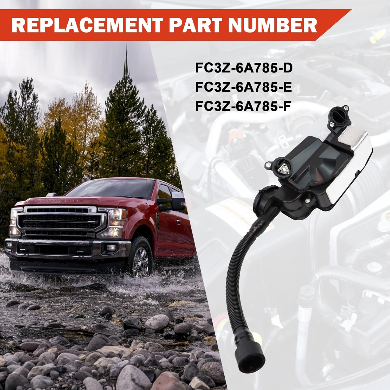 FC3Z6A785F Air Oil Separator Assembly Compatible with 2017-2019 Ford F250 F350 F450 F550 And 2020 Ford F250 F350 Powerstroke Diesel PCV CCV without Sensor Replace# FC3Z-6A785-D, FC3Z-6A785-E