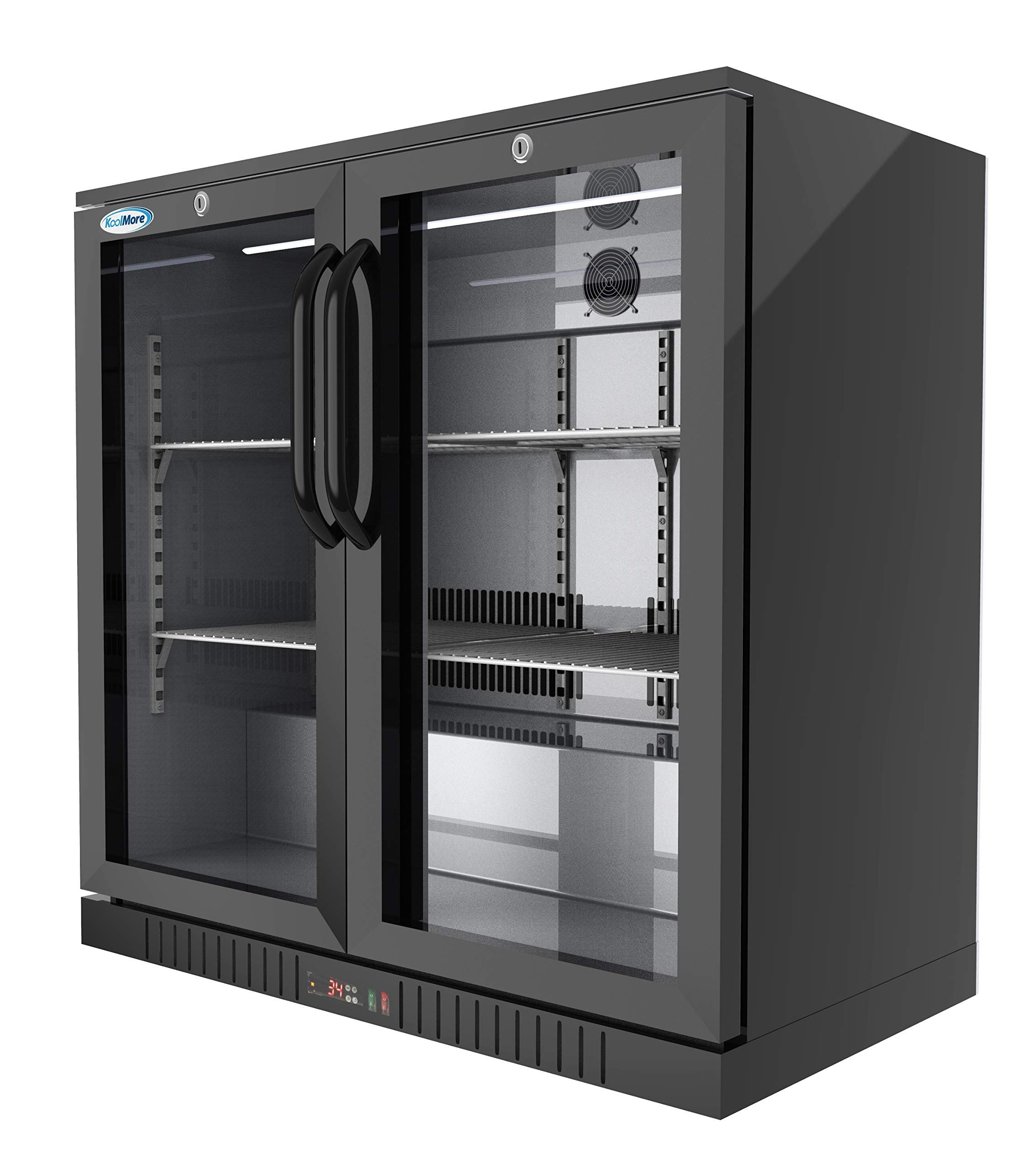 KoolMore 2 Door Back Bar Cooler Counter Height Glass Door Refrigerator