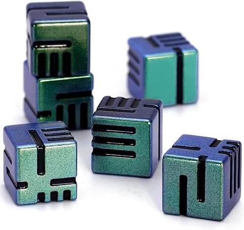 Dados de metal D6, juego de dados DND de 0.63 pulgadas D6, ZHOORQI 6 unidadesjuego de dados tecnológicos rediseñados para dados de Calabozos y