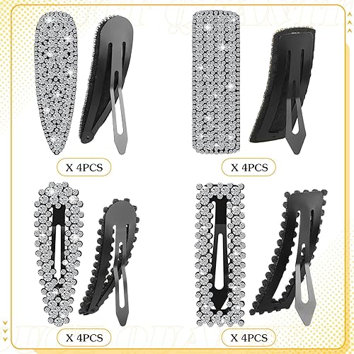 Miniatura 6 de 16 pinzas para el cabello con diamantes de imitación a presión, horquillas de pelo de diamantes de imitación, pinzas de pelo plateadas, pinzas de