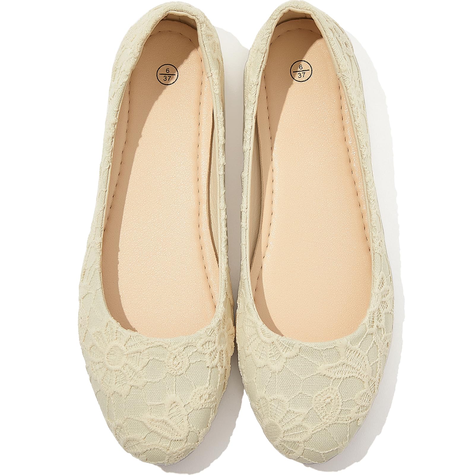 Shupua Womens Flats Lace Ballet Flats Dressy Slip On Shoes for Work Wedding