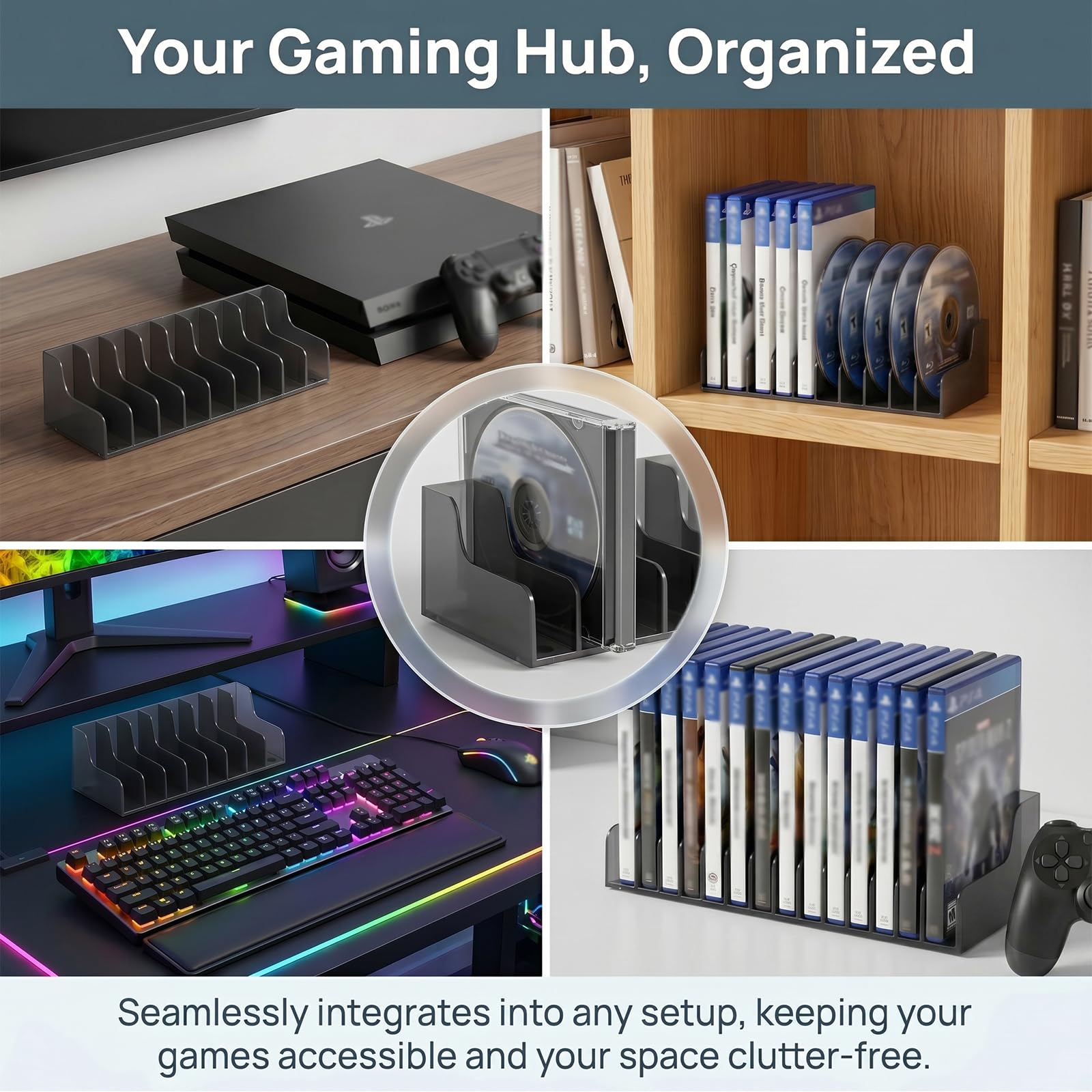 Porta Carte da Gioco, 2 PCS Scatola Carte di Gioco ad 10 Fogli Capacità, Supporto CD per PS4/PS4 SLIM/PS4 PRO