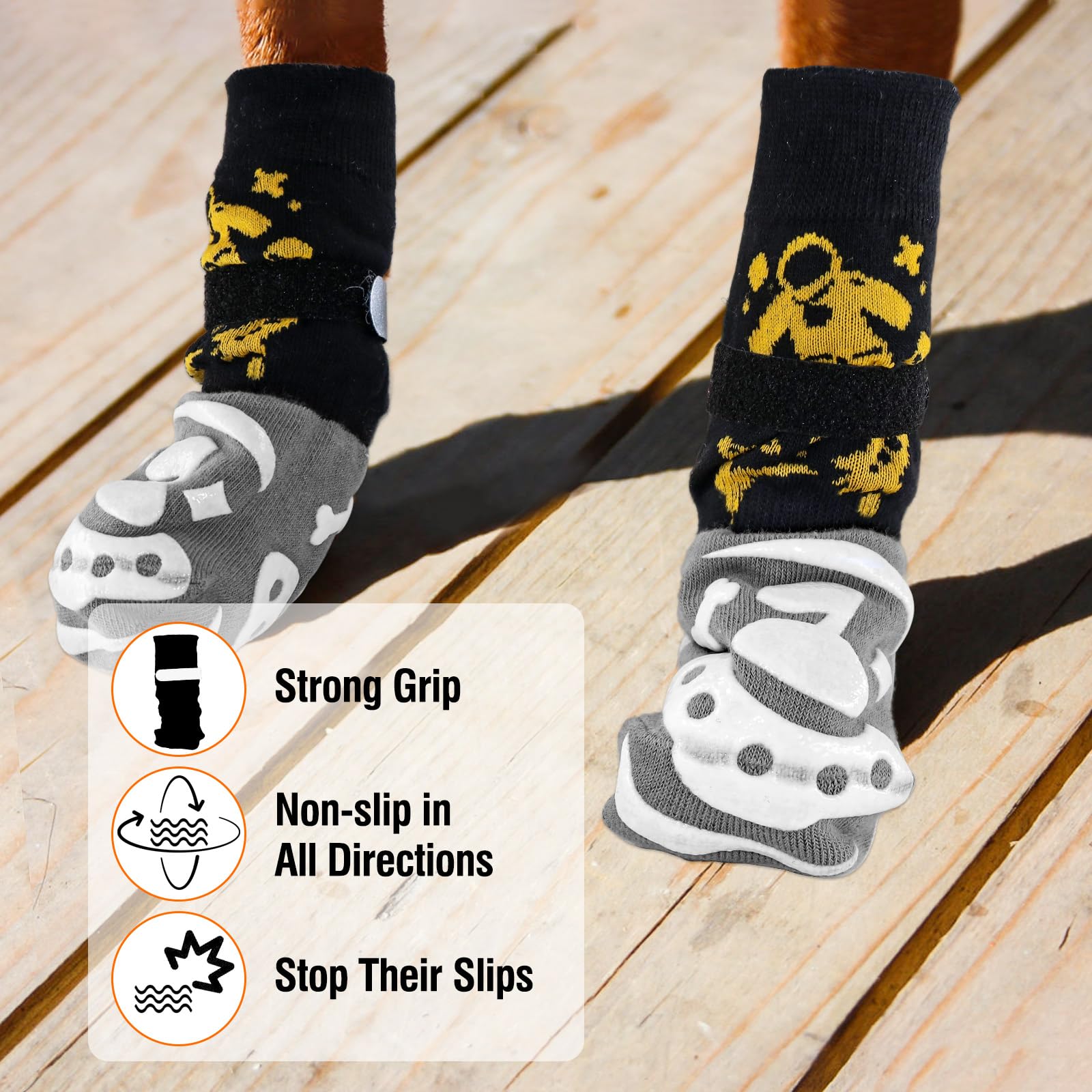 6 PCS Chaussettes antidérapantes pour Chien pour éviter Le léchage des Pattes,Protège-Pattes pour Chien avec Double Face,Contrôle de la Traction sur Les sols en Bois Dur (S)