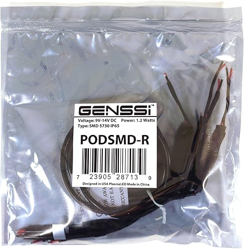 Miniatura 2 de POD SMD 2 LED 5730 Módulo gran angular impermeable 12V borde tira de gabinete/iluminación automotriz (paquete de 4) (rojo)