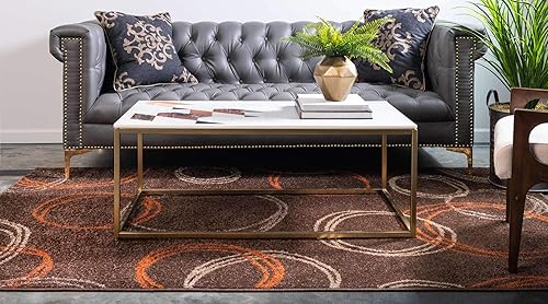 Miniatura 3 de Unique Loom - Tapete con diseño abstracto, informal, moderno y contemporáneo de la colección otoñal, rectangular de 2 x 3 pies, diseño con círculos